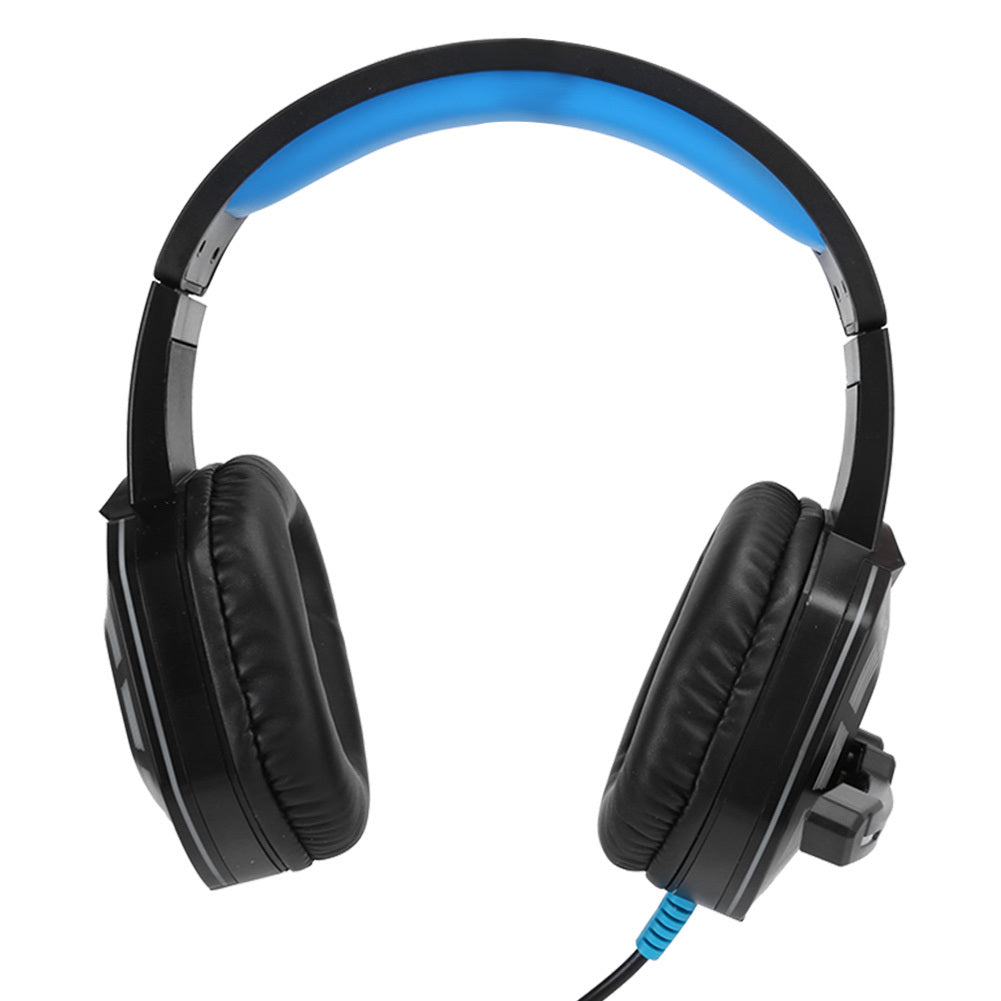 For PS4 3.5mm Headmounted Gaming Headphone with Noise Reduction Microphone RGB Light(black blue )