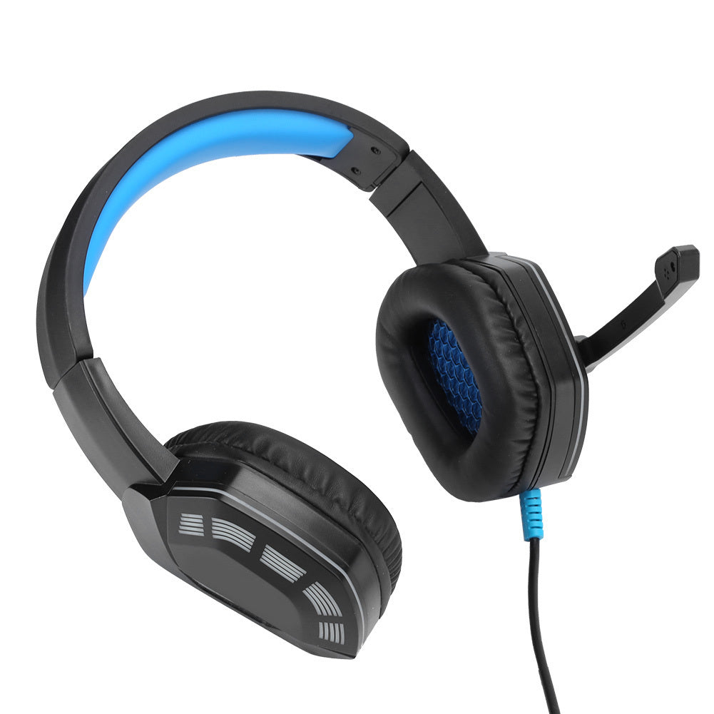 For PS4 3.5mm Headmounted Gaming Headphone with Noise Reduction Microphone RGB Light(black blue )