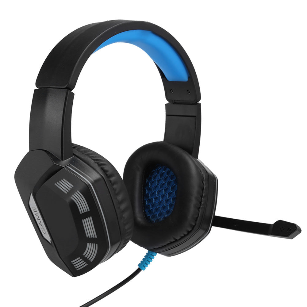 For PS4 3.5mm Headmounted Gaming Headphone with Noise Reduction Microphone RGB Light(black blue )