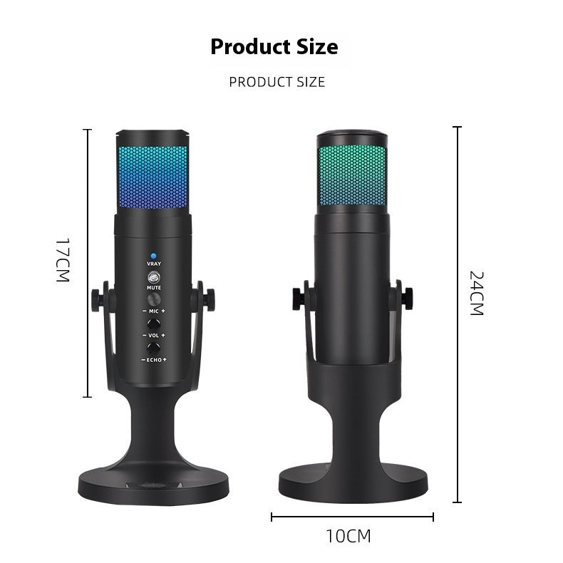 RGB Colorful Breathing Ambience Light USB Condenser Microphone